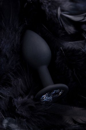 Анальная втулка POPO Pleasure by TOYFA NORMA со стразом, S, силикон, черная, 7,2 см, ? 2,8 см, 25 г