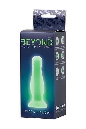 Анальная втулка, светящаяся в темноте, Beyond by Toyfa Victor Glow, силикон, зелёный, 10 см