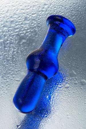 Анальная втулка Sexus Glass, стекло, синяя, 13,5 см, ? 4,5 см