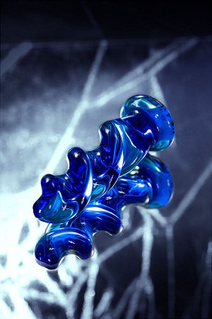 Анальная втулка Sexus Glass, стекло, синяя, 12 см, ? 3,5 см