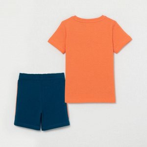 Комплект для мальчика (футболка, шорты), коралл-морская волна