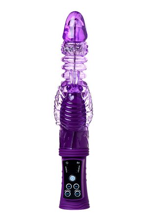 Вибратор Штучки-дрючки с клиторальным стимулятором, TPR, фиолетовый, 23 см