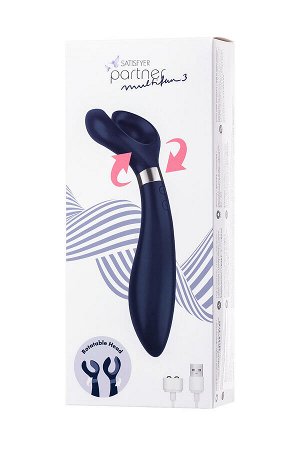 Многофункциональный стимулятор для пар Satisfyer Partner Multifun 3, силикон, синий, 23,5 см.