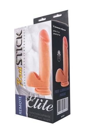 Вибратор с пультом ДУ TOYFA RealStick Elite Vibro, TPR, телесный, 10 режимов вибрации, 20 см