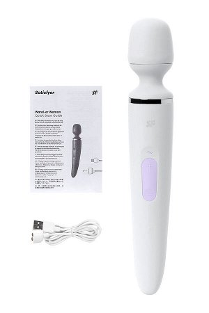 Нереалистичный вибратор Satisfyer Woman Wand, ABS пластик, белый, 34 см.