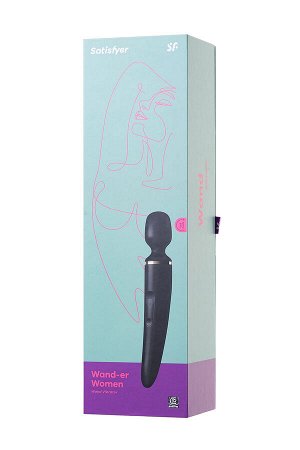 Нереалистичный вибратор Satisfyer Woman Wand, ABS пластик, черный, 34 см.