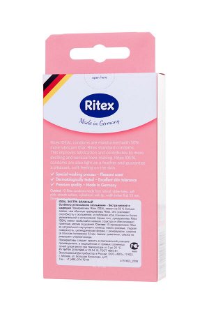 Презервативы Ritex IDEAL №10 с дополнительной смазкой, латекс, 18.5 см