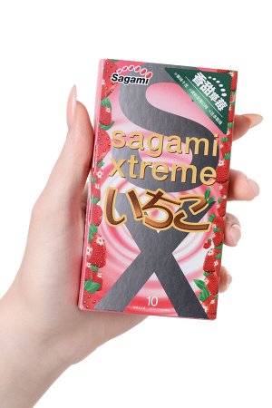 Презервативы латексные Sagami Xtreme Strawberry №10, 19 см