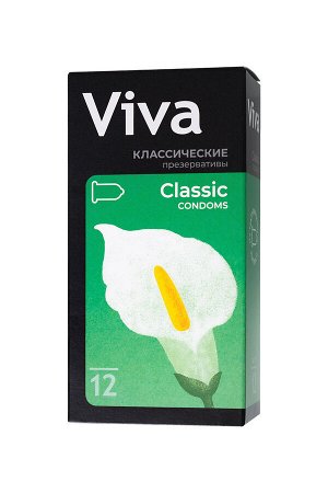 Презервативы Viva, классические, латекс, 18,5 см, 5,3 см, 12 шт.
