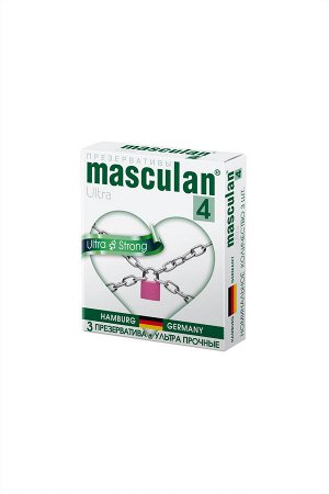 Презервативы Masculan, ultra 4, ультрапрочные, 19 см, 5,3 см, 3 шт. (Ultra Safe №3)