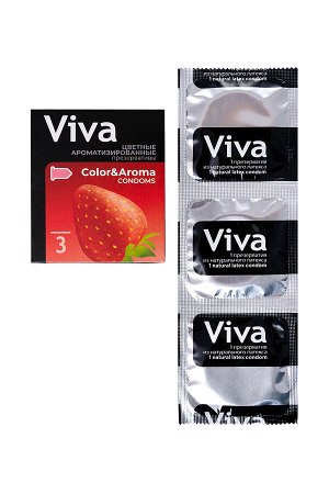 Презервативы Viva, цветные, аромат, латекс, 18,5 см, 5,3 см, 3 шт.