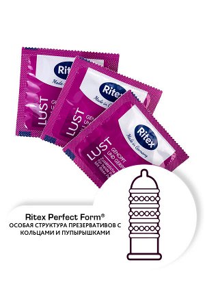 Презервативы Ritex, lust, рифленые, латекс, точечные, 19 см, 5,5 см, 8 шт.