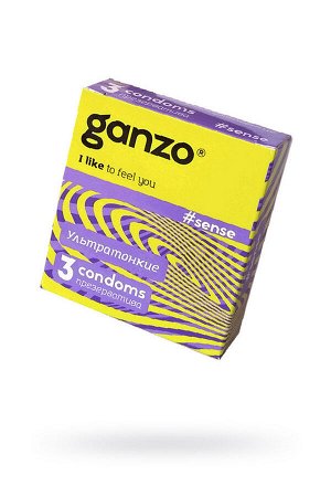 Презервативы Ganzo, sense, ультратонкие, латекс, 18 см, 5,2 см, 3 шт.