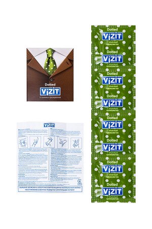 Презервативы Vizit, точечные, латекс, 18 см, 5,2 см, 3 шт.