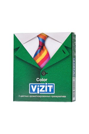 Презервативы VIZIT Color Цветные ароматизированные 3 шт, латекс, 18 см