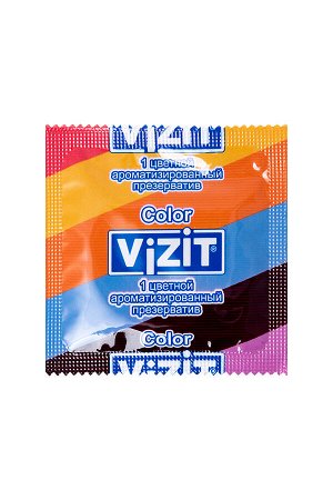 Презервативы VIZIT Color Цветные ароматизированные 3 шт, латекс, 18 см