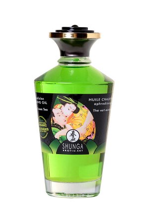 Масло для массажа Shunga Organic Exotic Green Tea, разогревающее, зелёный чай, 100 мл