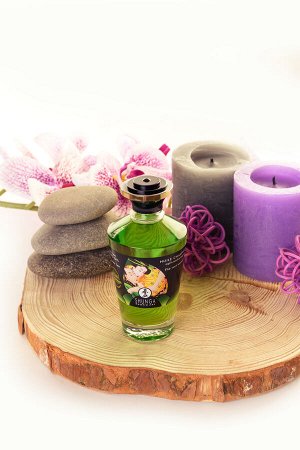 Масло массажное для тела Shunga «Экзотический зеленый чай» (Exotic Green Tea), разогревающее, 100мл.