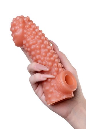 Насадка реалистичная KOKOS COCK SLEEVE 004-L с дополнительной стимуляцией, TPE, телесная, 17.6 см