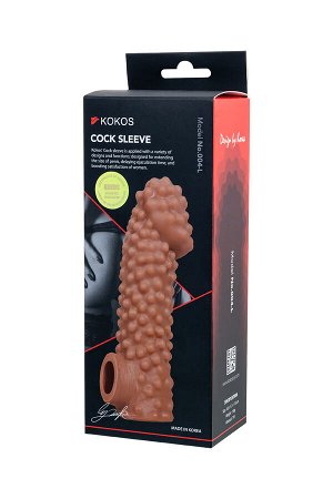 Насадка реалистичная KOKOS COCK SLEEVE 004-L с дополнительной стимуляцией, TPE, телесная, 17.6 см