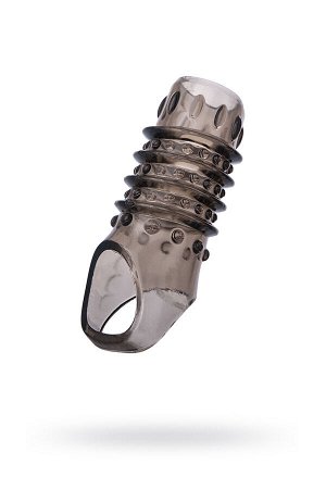 Насадка на пенис сквозная XLover by TOYFA, TPE, черный прозрачный, 10,5 см