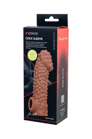 Насадка реалистичная KOKOS COCK SLEEVE 004-M с дополнительной стимуляцией, TPE, телесная, 15.6 см