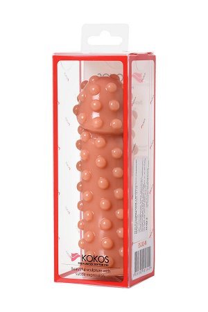 Насадка реалистичная KOKOS EXTREME SLEEVE 02-M с дополнительной стимуляцией, TPE, телесная, 14.7 см