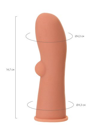 Насадка KOKOS реалистичная с имитацией пирсинга, TPE, телесная, 14.7 см