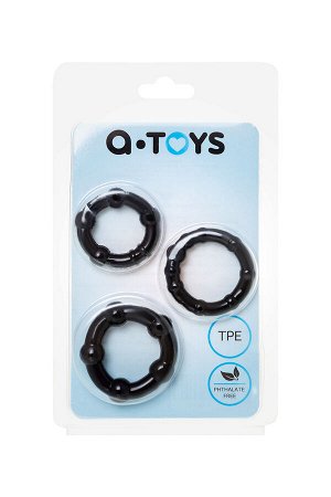 Набор колец TOYFA A-toys, TPE, черные, ? 3,5/3/2 см