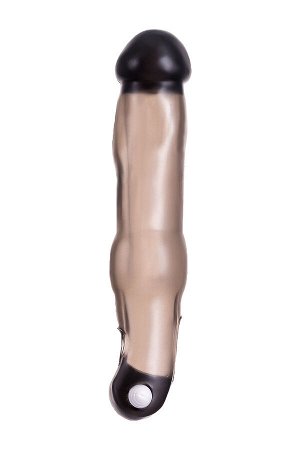 Насадка на пенис с вибрацией XLover by TOYFA, TPE, черный прозрачный, 19,4 см