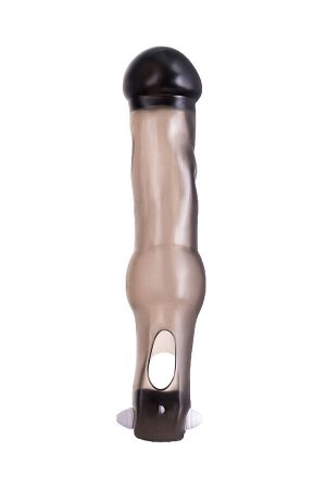 Насадка на пенис с вибрацией XLover by TOYFA, TPE, черный прозрачный, 19,4 см