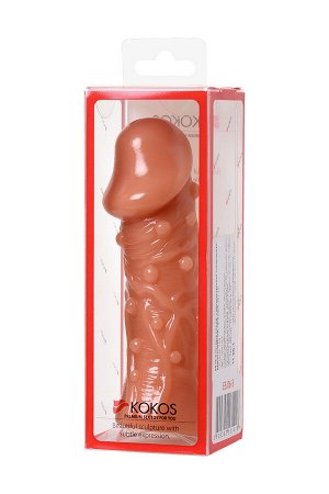 Насадка реалистичная KOKOS EXTREME SLEEVE 06-S с дополнительной стимуляцией, TPE, телесная, 12.7 см
