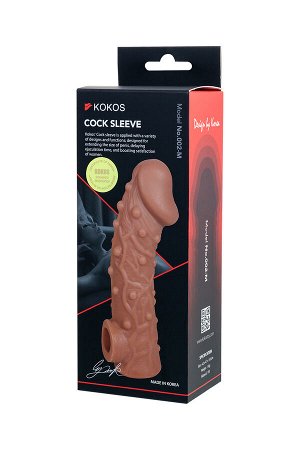 Насадка реалистичная KOKOS COCK SLEEVE 002-M с дополнительной стимуляцией, TPE, телесная, 15.6 см