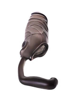 Насадка на пенис с дополнительной стимуляцией XLover by TOYFA, TPE, черный прозрачный, 15 см