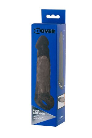 Насадка на пенис XLover by TOYFA, для увеличения размера, TPE, черный прозрачный, 19.5 см