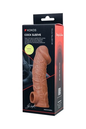 Насадка реалистичная KOKOS COCK SLEEVE 001-M с дополнительной стимуляцией, TPE, телесная, 15.6 см