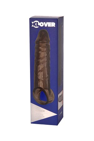 Насадка на пенис XLover by TOYFA для увеличения размера, TPE, черный прозрачный, 15,5 см