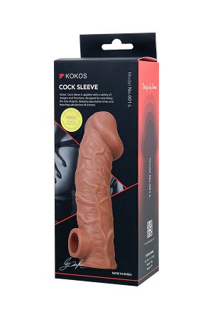 Насадка реалистичная KOKOS COCK SLEEVE 001-L с дополнительной стимуляцией, TPE, телесная, 17.6 см
