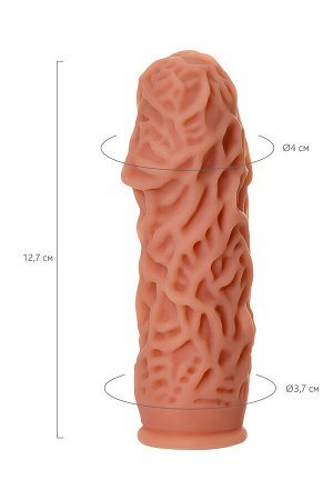 Насадка реалистичная KOKOS EXTREME SLEEVE 12-S с дополнительной стимуляцией, TPE, телесная, 12.7 см