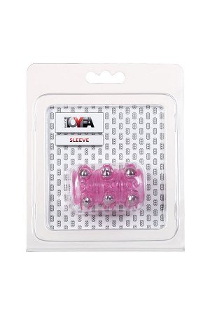 Насадка на пенис с бусинками TOYFA Basic, TPE, розовая, 5 см