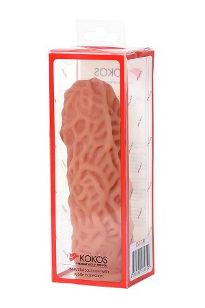 Насадка реалистичная KOKOS EXTREME SLEEVE 12-M с дополнительной стимуляцией, TPE, телесная, 15.8 см
