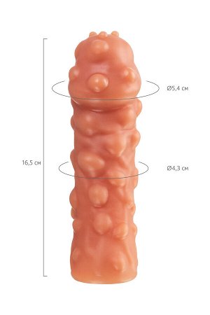 Насадка реалистичная KOKOS PENIS SLEEVE с дополнительной стимуляцией, TPE, телесная, 16.5 см
