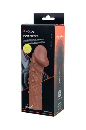 Насадка реалистичная KOKOS PENIS SLEEVE с дополнительной стимуляцией, TPE, телесная, 16.5 см