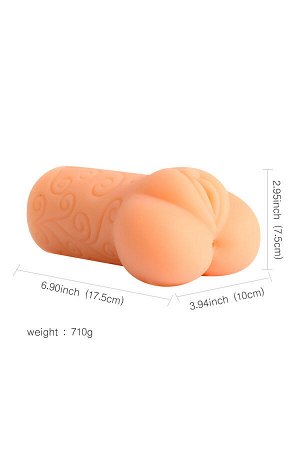 Мастурбатор реалистичный вагина+ анус, XISE, TPR, телесный, 17,5 см.
