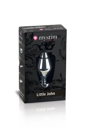 Анальная пробка Mystim Little John S, электростимуляция, хирургическая сталь, серебряная, 9 см, ? 3,