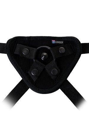 Страпон на креплении LoveToy UNI strap 8" Black belt champion с вибрацией, телесный