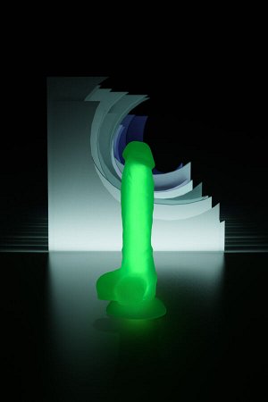 Фаллоимитатор Штучки-Дрючки светящийся в темноте, силикон, прозрачный, 18 см