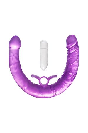 Фаллоимитатор двусторонний с вибропулей TOYFA Double Dildo with Vibro Bullet, TPR, фиолетовый, 35 см