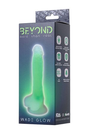 Фаллоимитатор, светящийся в темноте, Beyond by Toyfa, Wade Glow, силикон, зелёный, 20 см