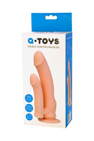 Реалистичный фаллоимитатор TOYFA  A-Toys Twint, силикон, телесный, 19,5 см